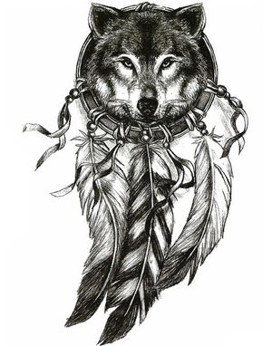 Wolf Dreamcatcher (Fake Tattoo)
