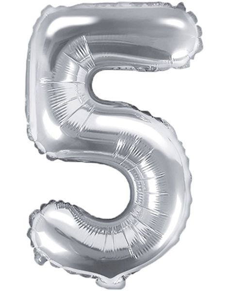 Tallet 5 - Sølvfarget 35 cm Folieballong