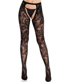 Rose blonde strømpebukse med åpen bakside – svart