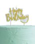 Happy Birthday Kakelys med Gullfarget Tekst - Plukk og Miks