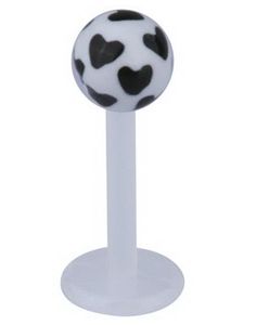 Labret m/Hjerter - Hvit/Svart - Strl 1,2x8x4mm