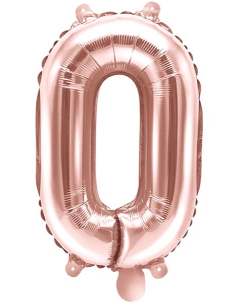 Tallet 0 - Rose Gullfarget 35 cm Folieballong