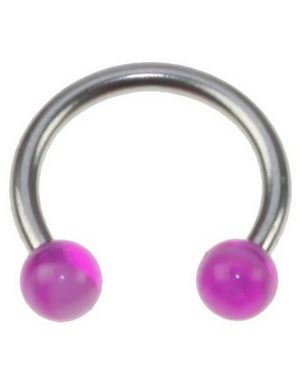Rund Øyenbrynspiercing med Lilla Kuler - 1.2 x 8 mm