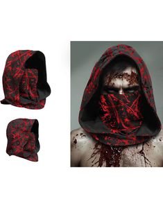 Blodsprut - Svart Hette med Maske