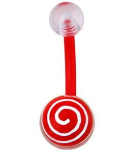 Hypnotize Me Navlepiercing - Rød/Hvit