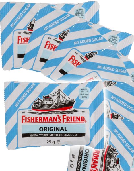 24 stk Sukkerfri Fisherman's Friend med Smak av Menthol og Eucalyptus 25 g - Hel Eske