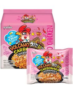 4 stk Paldo Volcano Carbonara Chicken Noodles - Hel Pakke 4x130 gram (Korea)
