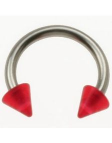 Rund Øyenbrynspiercing med Røde Spike Kuler - 1.2 x 8 mm