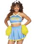 Blått Cheerleader Squad Kostyme med Pom Poms