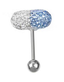 White & Light Blue Diamond Pill - Tungepiercing