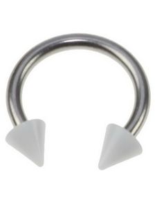 Rund Øyenbrynspiercing med Hvite Spike Kuler - 1.2 x 8 mm