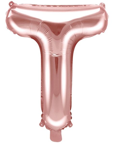 Bokstaven T - Rosegullfarget 35 cm Folieballong