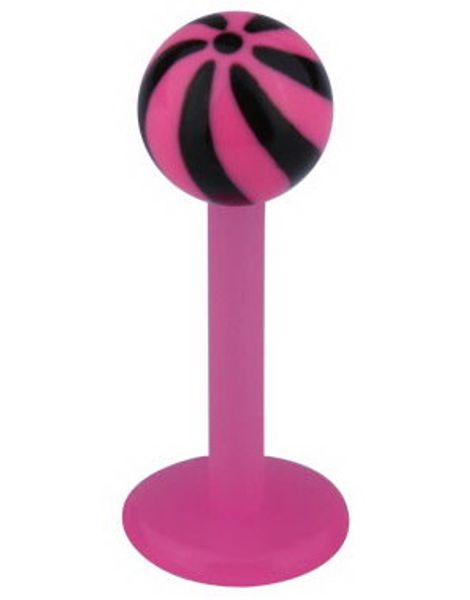 Candy Stripes Labret - Rosa/Svart - Strl 1,2x8x4mm