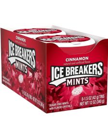 8 stk Ice Breakers Mints - Sukkerfri Sukkertøy med Kanelsmak - Hel Eske 340 gram (USA Import)