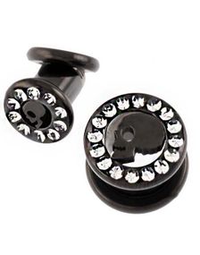 Dead Head - Svart Piercing Tunnel med Stener
