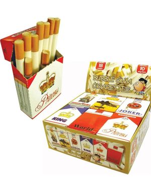 18 pk med 10 stk Tyggegummisigaratter i Assortert Motiv 