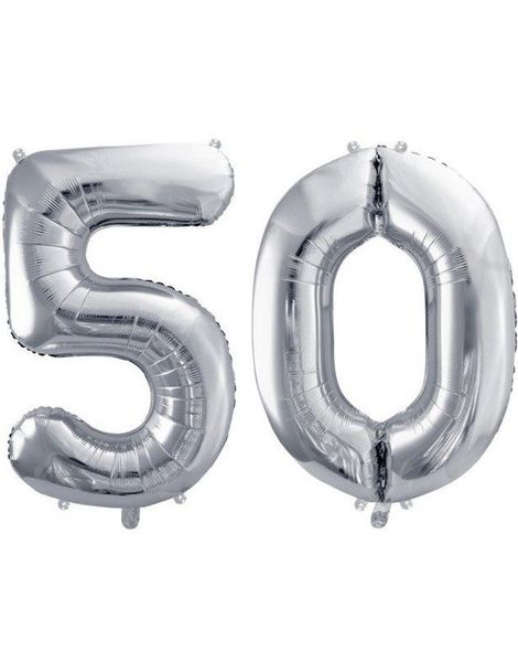 50 år ballonger - 86 cm sølv
