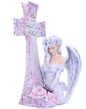 Weave in Faith - Håndmalt Englefigur med Kors 26 cm