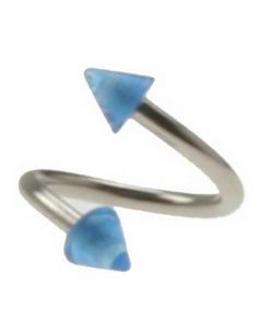 Curve Øyenbrynspiercing med Blå Spikes - 1.2 x 8 mm