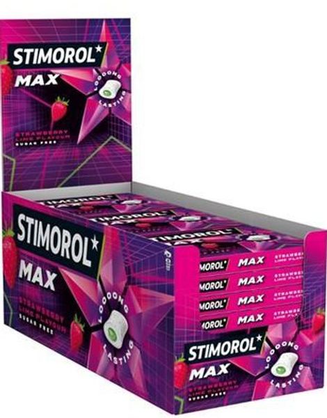 21 stk Stimorol Max Splash Strawberry Lime - Tyggegummi med Fyll - Hel Eske 416 gram