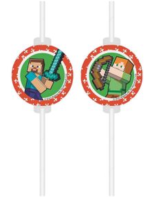 4 stk Papirsugerør med Pappmotiv - Minecraft Party