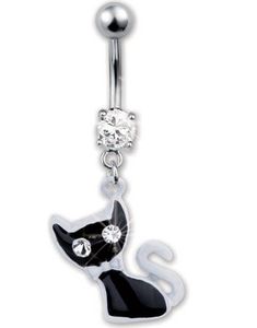 Freaky Kitty Navlepiercing - Svart/Hvit