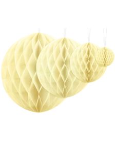 Lys Gul Honeycomb Ball VELG STØRRELSE 10-40 cm