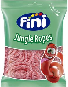 Fini Jungle Ropes - Korte Sukrede Jordbærsnører 80 gram