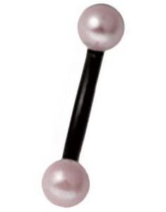 Svart Banan Øyenbrynspiercing med Rosa Perler- 1.2 x 8 mm