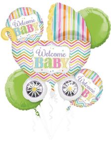 Welcome Baby Ballongbukett med 5 Folieballonger