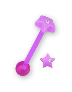 Star With Stone Pink - Tungepiercing