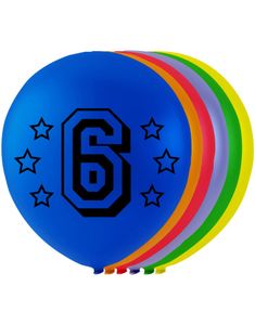 6 tall - 8 stk Flerfargede Ballonger 26 cm
