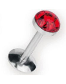 Labret med Glitrende Røde Stener - 1,2 x 8 mm