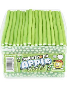 100 stk Sweetzone Apple Pencils / Godteristenger - Halal Sertifisert