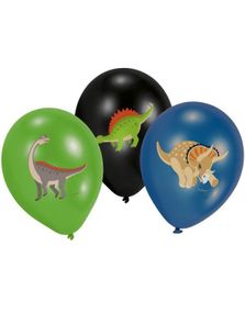 6 stk 27,5 cm Happy Dinosaur Latexballonger