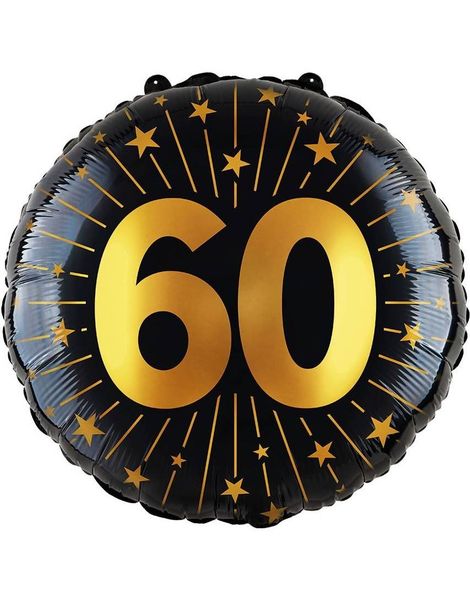 60-års Feiring - Svart og Gull Folieballong 46 cm