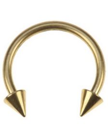 Rund Gullfarget Øyenbrynspiercing med Spike Kuler - 1,2 x 10 mm
