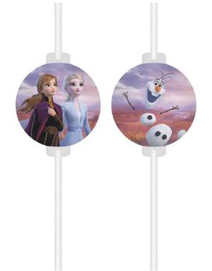 4 stk Papirsugerør med Pappmotiv - Frost 2 - Disney Frozen 2