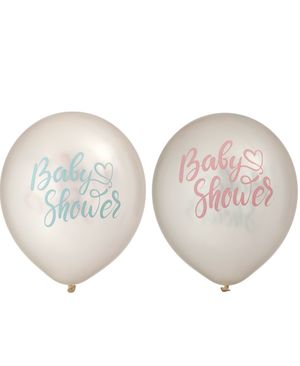 6 stk Rosa og Blå Babyshower Ballonger 30 cm
