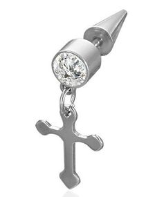 Big Shiny Stone and Cross - Fake Piercing