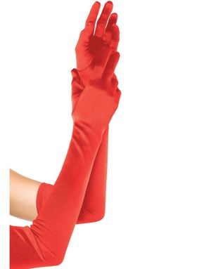 Ekstra Lange Satenghansker – Rød
