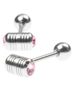 Tungepiercing med to Rosa Stener i Toppkulen