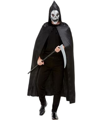 Grim Reaper Kostymesett med Kappe, Maske og Ljå