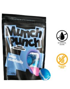 DATOVARE - Munch Punch Blue Starballs - Pose med Frysetørket Godteri 100 gram