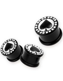 Spar Rammet Inn med Klare Stener - Svart Piercing Plugg