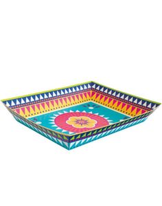 Avlang Tallerken/Matfat med Bohemsk/Meksikansk Tema 20,5x28 cm - Boho Fiesta