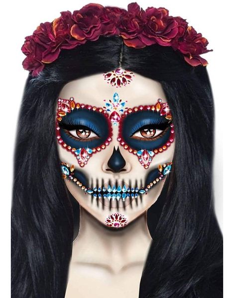Day Of the Dead Fargerike Ansiktsstener / Smykker