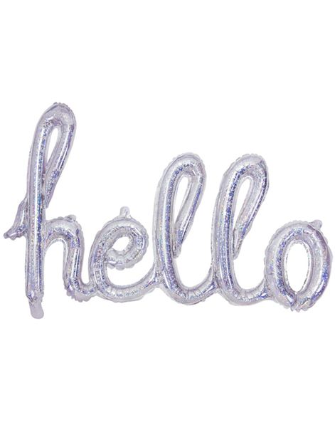 HELLO - Sølvfarget Holografisk Folieballong 72x45 cm