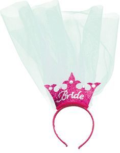 Rosa Hårbøyle med Bride-Krone og Slør