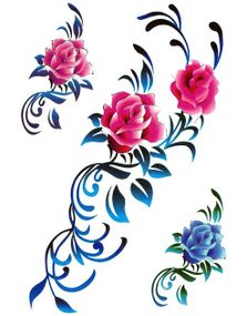 Full Bloom - 3 stk Tatoveringer (Fake Tattoo)